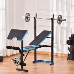 HOMCOM Adjustable Weight Bench with Leg Developer Barbell Rack for Lifting and Strength Training Multifunctional Workout Station for Home Gym Fitness, Black - 2