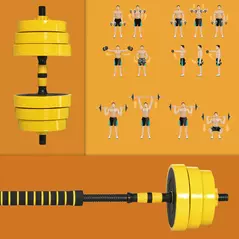 HOMCOM 30KG Dumbbell & Barbell  Adjustable Set Plate Bar Clamp Rod Home Gym Sports Area Exercise Ergonomic - 7