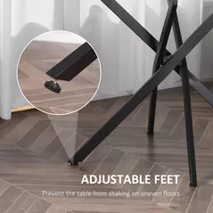 HOMCOM Dining Table with Clear Tempered Glass Top, Round Table with Metal Legs, Modern Kitchen Table for Dining Room Living Room, Black - 6