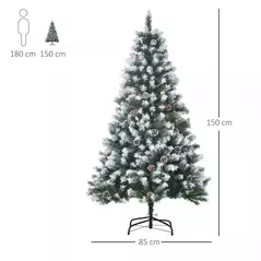 HOMCOM 5FT Artificial Christmas Tree with Pine Cones, Holiday Home Xmas Decoration Automatic Open, Green - 3
