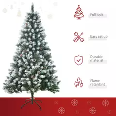 HOMCOM 5FT Artificial Christmas Tree with Pine Cones, Holiday Home Xmas Decoration Automatic Open, Green - 5
