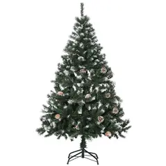 HOMCOM 5FT Artificial Christmas Tree with Pine Cones, Holiday Home Xmas Decoration Automatic Open, Green - 1