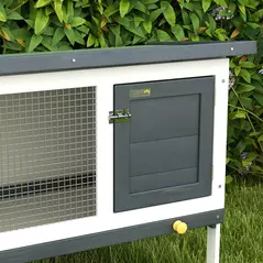 PawHut Wooden Rabbit Hutch Guinea Pig Hutch Bunny Cage Small Animal Habitat Openable Asphalt Roof for Outdoor Use 90 x 45 x 65 cm - 8