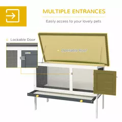 PawHut Wooden Rabbit Hutch Guinea Pig Hutch Bunny Cage Small Animal Habitat Openable Asphalt Roof for Outdoor Use 90 x 45 x 65 cm - 5