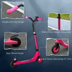 HOMCOM Electric Scooter for Kids 6+, Foldable E Scooter, Up to 8 KM/H, Maximum Range 6 KM, Adjustable Height, Pink - 5