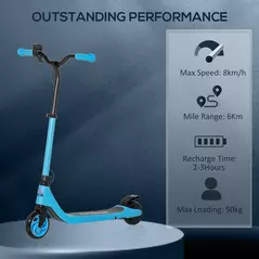 HOMCOM Electric Scooter for Kids 6+, Foldable E Scooter, Up to 8 KM/H, Maximum Range 6 KM, Adjustable Height, Blue - 7