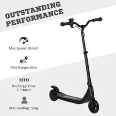 HOMCOM Electric Scooter, 120W Motor E-Scooter, Adjustable Height, Rear Brake for Ages 6+ Years - Black - 6