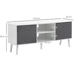 HOMCOM TV Cabinet Stand Unit for TVs up to 50'' with Foldable Drawers, Entertainment Centre for Living Room White - 3