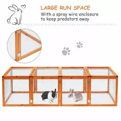 Pawhut Guinea Pigs Hutches W/ Mesh Wire, 181Lx100Wx 48H cm-Wood - 6