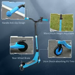 HOMCOM Electric Scooter for Kids 6+, Foldable E Scooter, Up to 8 KM/H, Maximum Range 6 KM, Adjustable Height, Blue - 5