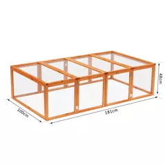 Pawhut Guinea Pigs Hutches W/ Mesh Wire, 181Lx100Wx 48H cm-Wood - 3