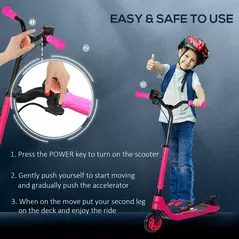 HOMCOM Electric Scooter for Kids 6+, Foldable E Scooter, Up to 8 KM/H, Maximum Range 6 KM, Adjustable Height, Pink - 4