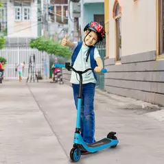 HOMCOM Electric Scooter for Kids 6+, Foldable E Scooter, Up to 8 KM/H, Maximum Range 6 KM, Adjustable Height, Blue - 2