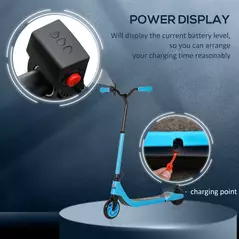 HOMCOM Electric Scooter for Kids 6+, Foldable E Scooter, Up to 8 KM/H, Maximum Range 6 KM, Adjustable Height, Blue - 6