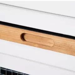 PawHut 2-Tier Large Rabbit Hutch Outdoor with Double Side Run Boxes, No-leak Plastic Tray, Ramp, 230 x 53 x 93.5cm, White - 9