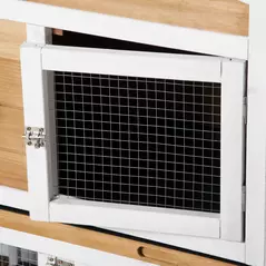 PawHut 2-Tier Large Rabbit Hutch Outdoor with Double Side Run Boxes, No-leak Plastic Tray, Ramp, 230 x 53 x 93.5cm, White - 8