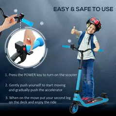 HOMCOM Electric Scooter for Kids 6+, Foldable E Scooter, Up to 8 KM/H, Maximum Range 6 KM, Adjustable Height, Blue - 4