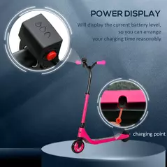 HOMCOM Electric Scooter for Kids 6+, Foldable E Scooter, Up to 8 KM/H, Maximum Range 6 KM, Adjustable Height, Pink - 6