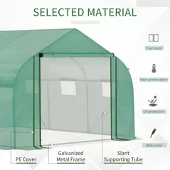 Outsunny Walk-in Polytunnel Garden Greenhouse, Outdoor Mesh Door Greenhouse with PE Cover and 6 Windows, 3.5 x 3 x 2m, Green - 4