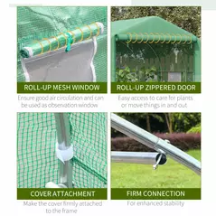 Outsunny Walk-in Polytunnel Garden Greenhouse, Outdoor Mesh Door Greenhouse with PE Cover and 6 Windows, 3.5 x 3 x 2m, Green - 6