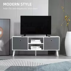 HOMCOM TV Cabinet Stand Unit for TVs up to 50'' with Foldable Drawers, Entertainment Centre for Living Room White - 4