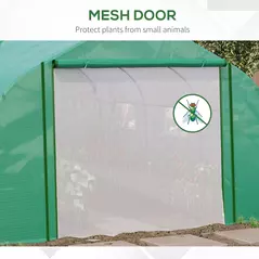 Outsunny Walk-in Polytunnel Garden Greenhouse, Outdoor Mesh Door Greenhouse with PE Cover and 6 Windows, 3.5 x 3 x 2m, Green - 8