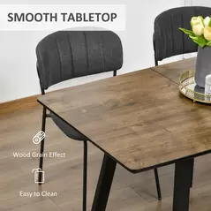 HOMCOM Extendable Dining Table Rectangular Wood Effect Tabletop for 4-6 People with Steel Frame & Hidden Leaves for Kitchen, Dining Room, Living Room - 4