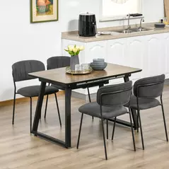 HOMCOM Extendable Dining Table Rectangular Wood Effect Tabletop for 4-6 People with Steel Frame & Hidden Leaves for Kitchen, Dining Room, Living Room - 2
