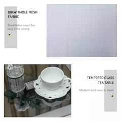 Outsunny 3 Pieces Lounge Chair Set Metal Frame Garden Outdoor Recliner Sunbathing Chair with Table, Light Grey - 5