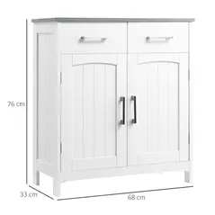 kleankin Freestanding Bathroom Cabinet, Storage Cupboard with 2 Drawers, Double Doors, Adjustable Shelf, White - 3