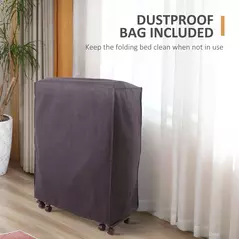 HOMCOM Folding Bed with Mattress, Single Guest Bed, Portable Fold Bed with Adjustable Backrest, Metal Frame on Wheels, White, 190 x 76 cm - 8