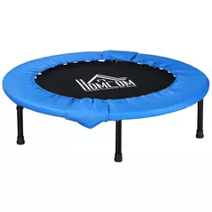 HOMCOM 40" Mini Fitness Trampoline Home Gym Yoga Exercise Rebounder Indoor Outdoor Jumper with Safety Pad, Support Up to 150 KG, Blue and Black - 1