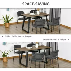 HOMCOM Extendable Dining Table Rectangular Wood Effect Tabletop for 4-6 People with Steel Frame & Hidden Leaves for Kitchen, Dining Room, Living Room - 6