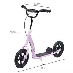 HOMCOM Kids Scooter Kick Scooter, with 12" EVA Tyres, Rear Brake, Big Wheels Scooter for 5-12 Years , Pink - 3