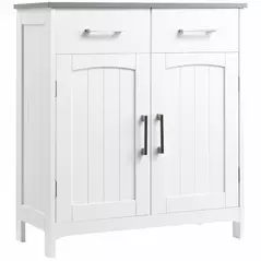 kleankin Freestanding Bathroom Cabinet, Storage Cupboard with 2 Drawers, Double Doors, Adjustable Shelf, White - 1