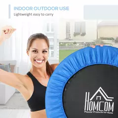 HOMCOM 38" Mini Fitness Trampoline Home Gym Yoga Exercise Rebounder Indoor Outdoor Jumper with Safety Pad, Support Up to 150 KG, Blue and Black - 6