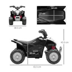 AIYAPLAY Honda Licensed Kids Electric Quad Bike, 6V ATV Ride On for Ages 1.5-3 Years, Black - 3