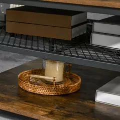 HOMCOM Coffee Table, Living Room Table with 3-Tier Storage Shelves, Square Tea Table for Home Office, Rustic Brown - 8