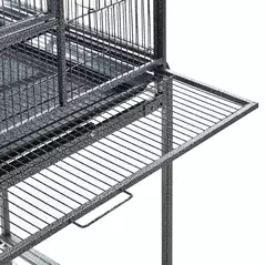 PawHut Large Bird Cage Budgie Cage with Stand, Storage Shelf, Wood Perch for Parrot Canary Parakeet Cockatiels, 81 x 48 x 162.5 cm - 9