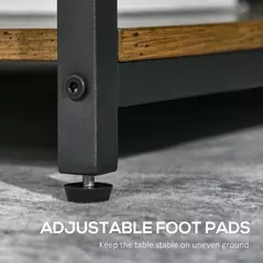 HOMCOM Coffee Table, Living Room Table with 3-Tier Storage Shelves, Square Tea Table for Home Office, Rustic Brown - 6