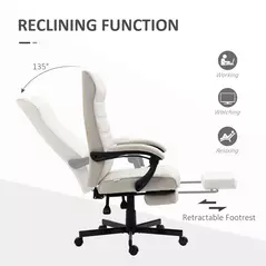 Vinsetto Office Chair, Computer Desk Chair, Fabric Swivel Chair with Adjustable Height and Rolling Wheels for Home Office Work Study, Cream White - 5