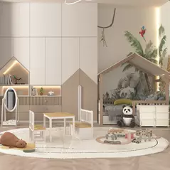 HOMCOM Kids Storage Unit, with Six Drawers - Cream - 9