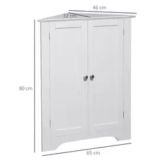 kleankin Triangle Bathroom Cabinet, Corner Bathroom Storage Unit with Adjustable Shelf and Recessed Door, Free Standing, White - 3