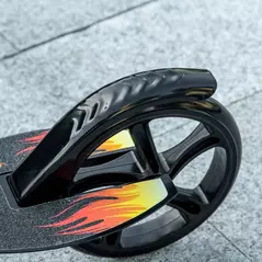 HOMCOM Kids Foldable Kick Scooter w/ Adjustable Height, Break, Big Wheels, for Ages 7-14 Years - Black - 8