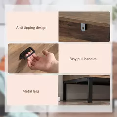 HOMCOM Chest of Drawers, 4-Drawer Storage Organiser Unit with Metal Frame for Bedroom, Living Room, Brown - 6