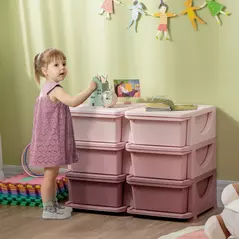 HOMCOM Kids Storage Unit, with Six Drawers - Pink - 2