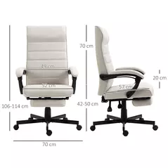 Vinsetto Office Chair, Computer Desk Chair, Fabric Swivel Chair with Adjustable Height and Rolling Wheels for Home Office Work Study, Cream White - 3