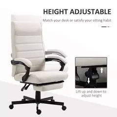 Vinsetto Office Chair, Computer Desk Chair, Fabric Swivel Chair with Adjustable Height and Rolling Wheels for Home Office Work Study, Cream White - 4