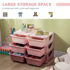 HOMCOM Kids Storage Unit, with Six Drawers - Pink - 4