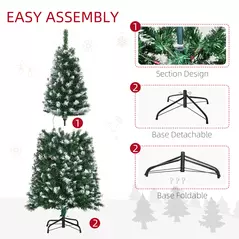 HOMCOM 5FT Tall Prelit Pencil Slim Artificial Christmas Tree with Realistic Branches, 250 Colourful LED Lights and 408 Tips, Xmas Decoration, Green - 6